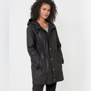 EILEEN FISHER Waxed-Organic-Cotton-Twill
Hooded Coat - Regular SZ S/P